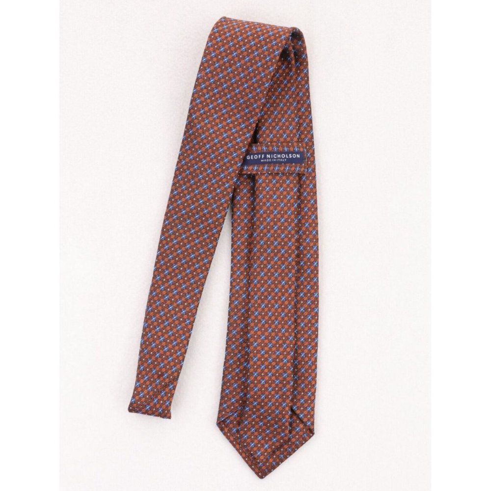 Geoff Nicholson Silk Neck Tie Brown Blue Geometric Pattern Made In Italy - Picture 5 of 8